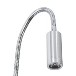 GloboStar® GOOSE 60879 Μοντέρνο Φωτιστικό Τοίχου - Απλίκα Ξενοδοχείου Bed Side LED 3W 300lm 36° AC 220-240V - Reading Light - Μ6.5 x Π15 x Υ24.5cm - Φυσικό Λευκό 4500K - Γκρι Νίκελ - 3 Xρόνια Εγγύηση