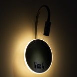 GLOBOSTAR® GOOSE 60882 Μοντέρνο Φωτιστικό Τοίχου - Απλίκα Ξενοδοχείου Reading Light με Φορτιστή USB 3A LED 6W 600lm 36° & 360° AC 220-240V IP20 Φυσικό Λευκό 4500K - CREE XPE & Lumileds SMD Chip & TÜV SÜD Driver - Γκρι Ανθρακί Ματ - Μ15.5 x Π15 x Υ30.5cm -