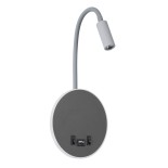 GLOBOSTAR® GOOSE 60882 Μοντέρνο Φωτιστικό Τοίχου - Απλίκα Ξενοδοχείου Reading Light με Φορτιστή USB 3A LED 6W 600lm 36° & 360° AC 220-240V IP20 Φυσικό Λευκό 4500K - CREE XPE & Lumileds SMD Chip & TÜV SÜD Driver - Γκρι Ανθρακί Ματ - Μ15.5 x Π15 x Υ30.5cm -