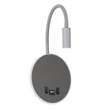 GLOBOSTAR® GOOSE 60882 Μοντέρνο Φωτιστικό Τοίχου - Απλίκα Ξενοδοχείου Reading Light με Φορτιστή USB 3A LED 6W 600lm 36° & 360° AC 220-240V IP20 Φυσικό Λευκό 4500K - CREE XPE & Lumileds SMD Chip & TÜV SÜD Driver - Γκρι Ανθρακί Ματ - Μ15.5 x Π15 x Υ30.5cm -