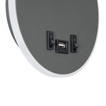 GLOBOSTAR® GOOSE 60882 Μοντέρνο Φωτιστικό Τοίχου - Απλίκα Ξενοδοχείου Reading Light με Φορτιστή USB 3A LED 6W 600lm 36° & 360° AC 220-240V IP20 Φυσικό Λευκό 4500K - CREE XPE & Lumileds SMD Chip & TÜV SÜD Driver - Γκρι Ανθρακί Ματ - Μ15.5 x Π15 x Υ30.5cm -