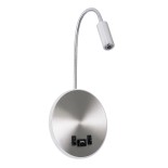 GLOBOSTAR® GOOSE 60884 Μοντέρνο Φωτιστικό Τοίχου - Απλίκα Ξενοδοχείου Reading Light με Φορτιστή USB 3A LED 6W 600lm 36° & 360° AC 220-240V IP20 Φυσικό Λευκό 4500K - CREE XPE & Lumileds SMD Chip & TÜV SÜD Driver - Νίκελ Βούρτσας - Μ15.5 x Π22.5 x Υ30cm - 3