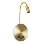 GLOBOSTAR® GOOSE 60885 Μοντέρνο Φωτιστικό Τοίχου - Απλίκα Ξενοδοχείου Reading Light με Φορτιστή USB 3A LED 6W 600lm 36° & 360° AC 220-240V IP20 Φυσικό Λευκό 4500K - Bridgelux COB Chip & TÜV SÜD Driver - Χρυσό Πλατίνα - Μ15.5 x Π22.5 x Υ30cm - 3 Χρόνια Εγγ