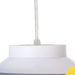 GloboStar® UFO 61581 Μοντέρνο Παιδικό Κρεμαστό Φωτιστικό Οροφής Μονόφωτο 1 x E27 Κίτρινο & Μπλε PVC Φιγούρα Διαστημόπλοιο-Ούφο Φ58 x Υ24cm