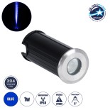 GloboStar® UNDERWATER-DANI 90199 Υποβρύχιο Χωνευτό Φωτιστικό Σποτ Ειδικό για Σιντριβάνια LED 1W 80lm 5° DC 24V Αδιάβροχο IP68 Φ3 x Υ9cm Μπλε - Ανοξείδωτο Ατσάλι - 3 Years Warranty