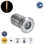 GLOBOSTAR® UNDERWATER-DANI 90410 Υποβρύχιο Χωνευτό Σποτ για Σιντριβάνια/Πισίνες LED 1W 90lm 5° DC 24V Αδιάβροχο IP68 Θερμό Λευκό 2700K Dimmable - Ανοξείδωτο Ατσάλι 304 - Φ3 x Υ5cm - Q2.4cm - 3 Χρόνια Εγγύηση