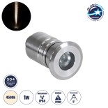GLOBOSTAR® UNDERWATER-DANI 90411 Υποβρύχιο Χωνευτό Σποτ για Σιντριβάνια/Πισίνες LED 1W 95lm 5° DC 24V Αδιάβροχο IP68 Φυσικό Λευκό 4500K Dimmable - Ανοξείδωτο Ατσάλι 304 - Φ3 x Υ5cm - Q2.4cm - 3 Χρόνια Εγγύηση