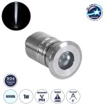 GLOBOSTAR® UNDERWATER-DANI 90412 Υποβρύχιο Χωνευτό Σποτ για Σιντριβάνια/Πισίνες LED 1W 100lm 5° DC 24V Αδιάβροχο IP68 Ψυχρό Λευκό 6000K Dimmable - Ανοξείδωτο Ατσάλι 304 - Φ3 x Υ5cm - Q2.4cm - 3 Χρόνια Εγγύηση