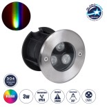 GLOBOSTAR® UNDERWATER-HUNI 90416 Υποβρύχιο Χωνευτό Σποτ για Σιντριβάνια/Πισίνες LED 3W 255lm 30° DC 24V Αδιάβροχο IP68 RGBW DMX512 Dimmable - Ανοξείδωτο Ατσάλι 304 - Φ10 x Υ7.5cm - Q9.5 - 3 Χρόνια Εγγύηση