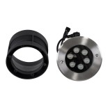 GLOBOSTAR® UNDERWATER-YUNI 90419 Υποβρύχιο Χωνευτό Σποτ για Σιντριβάνια/Πισίνες LED 6W 510lm 30° DC 24V Αδιάβροχο IP68 RGBW DMX512 Dimmable - Ανοξείδωτο Ατσάλι 304 - Φ15 x Υ10cm - Q14cm - 3 Χρόνια Εγγύηση
