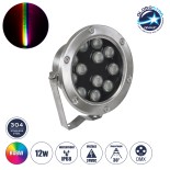 GloboStar® UNDERWATER-JERRY 90425 Υποβρύχιο Επιφανειακό Φωτιστικό Σποτ Ειδικό για Σιντριβάνια - Πισίνες - Τζακούζι LED 12W 1020lm 30° DC 24V Αδιάβροχο IP68 Μ14.5 x Π7 x Υ19cm RGBW DMX512 - Ανοξείδωτο Ατσάλι SS304 - 3 Χρόνια Εγγύηση