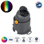 GloboStar® FLOOD-SIMA 90494 Κινούμενος Προβολέας - Σποτ Φωτισμού Wall Washer με Αντιθαμβωτική Γρίλια για Φωτισμό Κτιρίων LED 24W 2040lm 30° DC 24V Αδιάβροχο IP67 Μ14.5 x Π24.2 x Υ22.5cm RGBW DMX512 - Γκρι Ανθρακί - 3 Years Warranty
