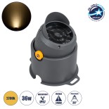 GloboStar® FLOOD-SIMA 90495 Κινούμενος Προβολέας - Σποτ Φωτισμού Wall Washer με Αντιθαμβωτική Γρίλια για Φωτισμό Κτιρίων LED 36W 3240lm 30° DC 24V Αδιάβροχο IP67 Μ21 x Π26 x Υ27cm Θερμό Λευκό 2700K - Γκρι Ανθρακί - 3 Years Warranty