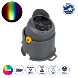 GloboStar® FLOOD-SIMA 90496 Κινούμενος Προβολέας - Σποτ Φωτισμού Wall Washer με Αντιθαμβωτική Γρίλια για Φωτισμό Κτιρίων LED 36W 3060lm 30° DC 24V Αδιάβροχο IP67 Μ21 x Π26 x Υ27cm RGBW DMX512 - Γκρι Ανθρακί - 3 Years Warranty