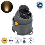 GloboStar® FLOOD-SIMA 90497 Κινούμενος Προβολέας - Σποτ Φωτισμού Wall Washer με Αντιθαμβωτική Γρίλια για Φωτισμό Κτιρίων LED 60W 5400lm 30° DC 24V Αδιάβροχο IP67 Μ29 x Π24 x Υ28.5cm Θερμό Λευκό 2700K - Γκρι Ανθρακί - 3 Years Warranty
