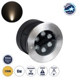 GloboStar® UNDERWATER-JULIA 90565 Υποβρύχιο Χωνευτό Φωτιστικό Σποτ Ειδικό για Σιντριβάνια LED 6W 540lm 15° DC 24V Αδιάβροχο IP68 Φ15 x Υ10.2cm Θερμό Λευκό 2700K - Ανοξείδωτο Ατσάλι - 3 Years Warranty