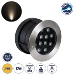 GloboStar® UNDERWATER-JULIA 90568 Υποβρύχιο Χωνευτό Φωτιστικό Σποτ Ειδικό για Σιντριβάνια LED 12W 1080lm 15° DC 24V Αδιάβροχο IP68 Φ18 x Υ11.2cm Θερμό Λευκό 2700K - Ανοξείδωτο Ατσάλι - 3 Χρόνια Εγγύηση
