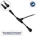 GloboStar® 90707 Ταχυσύνδεσμος Τροφοδοσίας T για Wall Washer και Προβολείς IP65 - 2 Καλώδια +/- σε Power Connector 5 PIN Female & Power Connector 5 PIN Male για Πολύχρωμα RGB+RGBW