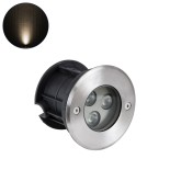 GLOBOSTAR® UNDERWATER-HUNI 90414 Υποβρύχιο Χωνευτό Σποτ για Σιντριβάνια/Πισίνες LED 3W 270lm 30° DC 24V Αδιάβροχο IP68 Θερμό Λευκό 2700K Dimmable - Ανοξείδωτο Ατσάλι 304 - Φ10 x Υ7.5cm - Q9.5 - 3 Χρόνια Εγγύηση