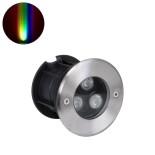 GLOBOSTAR® UNDERWATER-HUNI 90416 Υποβρύχιο Χωνευτό Σποτ για Σιντριβάνια/Πισίνες LED 3W 255lm 30° DC 24V Αδιάβροχο IP68 RGBW DMX512 Dimmable - Ανοξείδωτο Ατσάλι 304 - Φ10 x Υ7.5cm - Q9.5 - 3 Χρόνια Εγγύηση