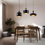 GLOBOSTAR® ROCKFORD 01287-A Μοντέρνο Κρεμαστό Φωτιστικό Οροφής με Ντουί 1 x E27 AC 220-240V IP20 - Μαύρο & Χρυσό - Μ30 x Π30 x Υ30cm