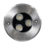 GloboStar® UNDERGROUND-FANI S-90979 Χωνευτό Φωτιστικό Σποτ Δαπέδου LED 12W 1080lm 60° DC 24V Αδιάβροχο IP68 Φ10 x Υ7.5cm Θερμό Λευκό 2700K - Ανοξείδωτο Ατσάλι