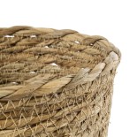 GloboStar® Artificial Garden SIFNOS 20266 Διακοσμητικό Πλεκτό Καλάθι - Κασπώ Γλάστρα - Flower Pot Μπεζ Φ18cm x Υ15cm 