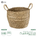 GloboStar® Artificial Garden PAROS 20277 Διακοσμητικό Πλεκτό Καλάθι - Κασπώ Γλάστρα - Flower Pot Μπεζ Φ29cm x Υ25cm