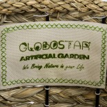 GloboStar® Artificial Garden SKOPELOS 20297 Διακοσμητικό Πλεκτό Καλάθι - Κασπώ Γλάστρα - Flower Pot Μπεζ με Καφέ Φ26cm x Υ44cm 