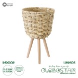 GloboStar® Artificial Garden LIMNOS 20299 Διακοσμητικό Πλεκτό Καλάθι - Κασπώ Γλάστρα - Flower Pot Μπεζ Φ26cm x Υ42cm 