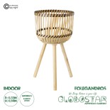 GloboStar® Artificial Garden FOLEGANDROS 20302 Διακοσμητικό Πλεκτό Καλάθι - Κασπώ Γλάστρα - Flower Pot Μπεζ με Καφέ Φ32cm x Υ59cm 
