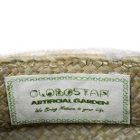 GloboStar® Artificial Garden MILOS 20307 Διακοσμητικό Ψάθινο Καλάθι - Κασπώ Γλάστρα - Flower Pot Μπεζ με Μακραμέ Φ21cm x Υ26cm