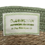 GloboStar® Artificial Garden SERIFOS 20326 Διακοσμητικό Πλεκτό Καλάθι - Κασπώ Γλάστρα - Flower Pot Μπεζ με Κυπαρισσί Φ25cm x Υ22cm