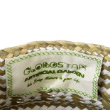 GloboStar® Artificial Garden SYMI 20338 Διακοσμητικό Ψάθινο Καλάθι - Κασπώ Γλάστρα - Flower Pot Μπεζ με Λευκό Φ18cm x Υ20cm 