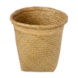 GloboStar® Artificial Garden CECILIA 20344 Διακοσμητικό Ψάθινο Καλάθι - Κασπώ Γλάστρα - Flower Pot Μπεζ Φ30cm x Υ30cm 