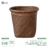 GloboStar® Artificial Garden SKIATHOS 20347 Διακοσμητικό Ψάθινο Καλάθι - Κασπώ Γλάστρα - Flower Pot Καφέ Φ30cm x Υ30cm 