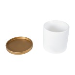 GloboStar® Artificial Garden KASOS 20444 Πήλινο Κεραμικό Κασπώ Γλάστρα - Flower Pot Λευκό με Χρυσό Φ15cm x Υ15cm 