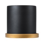 GloboStar® Artificial Garden ELAFONISOS 20446 Πήλινο Κεραμικό Κασπώ Γλάστρα - Flower Pot Μαύρο με Χρυσό Φ15cm x Υ15cm 