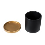 GloboStar® Artificial Garden ELAFONISOS 20446 Πήλινο Κεραμικό Κασπώ Γλάστρα - Flower Pot Μαύρο με Χρυσό Φ15cm x Υ15cm 