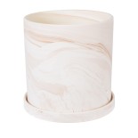 GloboStar® Artificial Garden LINDOS 20450 Πήλινο Κεραμικό Κασπώ Γλάστρα - Flower Pot Απαλό Ροζ Φ20cm x Υ20cm 