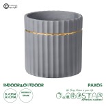 GloboStar® Artificial Garden PAXOS 20455 Πήλινο Κεραμικό Κασπώ Γλάστρα - Flower Pot Γκρι με Χρυσό Φ17cm x Υ17cm