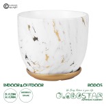 GloboStar® Artificial Garden RODOS 20461 Πήλινο Κεραμικό Κασπώ Γλάστρα - Flower Pot Λευκό με Χρυσό Φ21cm x Υ19cm