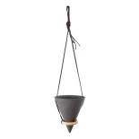 GloboStar® Artificial Garden AIGINA 20466 Κρεμαστό Πήλινο Κεραμικό Κασπώ Γλάστρα - Flower Pot Μαύρο Φ13cm x Υ15cm 
