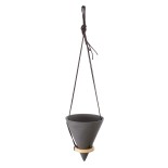 GloboStar® Artificial Garden AIGINA 20466 Κρεμαστό Πήλινο Κεραμικό Κασπώ Γλάστρα - Flower Pot Μαύρο Φ13cm x Υ15cm 