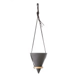 GloboStar® Artificial Garden AIGINA 20466 Κρεμαστό Πήλινο Κεραμικό Κασπώ Γλάστρα - Flower Pot Μαύρο Φ13cm x Υ15cm 