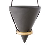 GloboStar® Artificial Garden AIGINA 20466 Κρεμαστό Πήλινο Κεραμικό Κασπώ Γλάστρα - Flower Pot Μαύρο Φ13cm x Υ15cm 