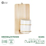 GloboStar® Artificial Garden IKARIA 20472 Επιτοίχιο Πήλινο Κεραμικό Κασπώ Γλάστρα με Ξύλινη Βάση - Flower Pot Μπεζ με Λευκό & Χρυσό Φ13cm x Υ23cm 