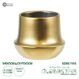 GloboStar® Artificial Garden KERKYRA 20474 Πήλινο Κεραμικό Κασπώ Γλάστρα - Flower Pot Χρυσό Φ13cm x Υ23cm