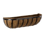 GloboStar® Artificial Garden OINOUSSES 20481 Επιτοίχιο Κασπώ Γλάστρα - Flower Pot από Φλοιό Καρύδας Καφέ Μ61cm x Π19cm x Υ18cm 