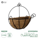 GloboStar® Artificial Garden KOUFONISIA 20482 Επιτοίχιο Κασπώ Γλάστρα - Flower Pot από Φλοιό Καρύδας Καφέ Φ25cm x Υ15cm 